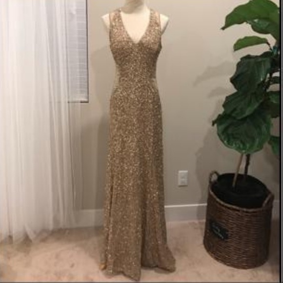 Adrianna Papell side mesh embellished sleeveless long gown - Picture 2 of 9